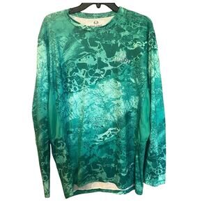 Realtree Fishing Performance Shirt Mens Large Wav3 Camo Lagoon Long Sleeve Tee